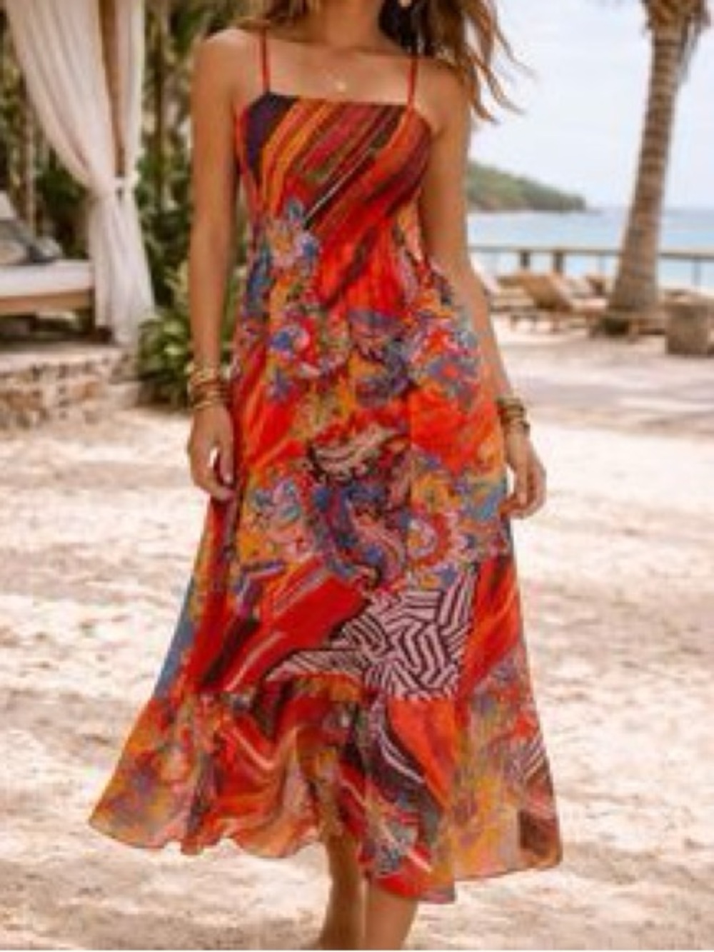 Peter Nygard Silk Orange Maxi Dress